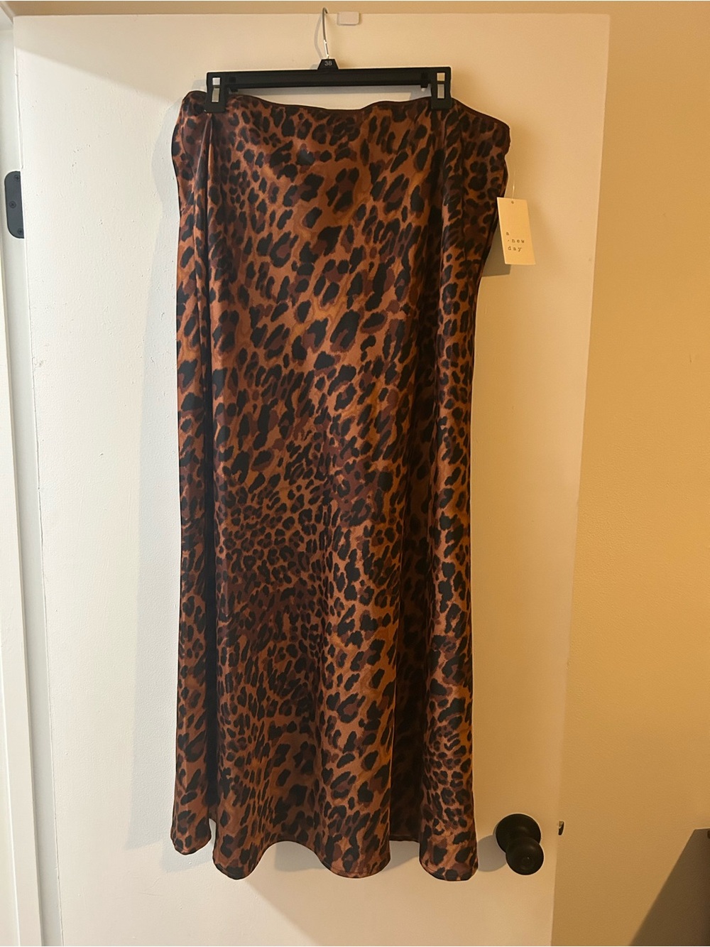 a new day Leopard Print Satin Maxi Skirt - Brown and Black